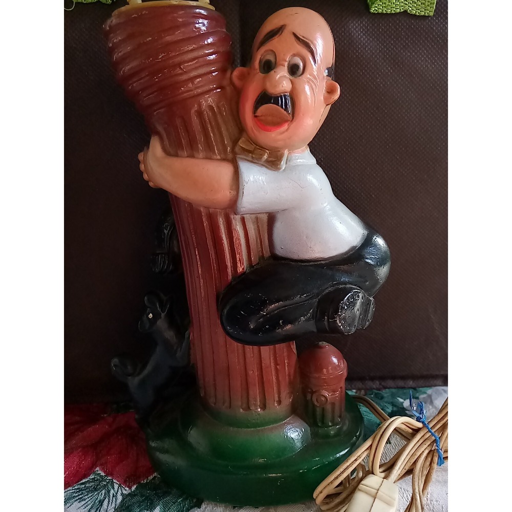 Blow Mold Light "Bar Is Open" Novelty Lamp Post Man‎ Dog Hydrant NO Shade